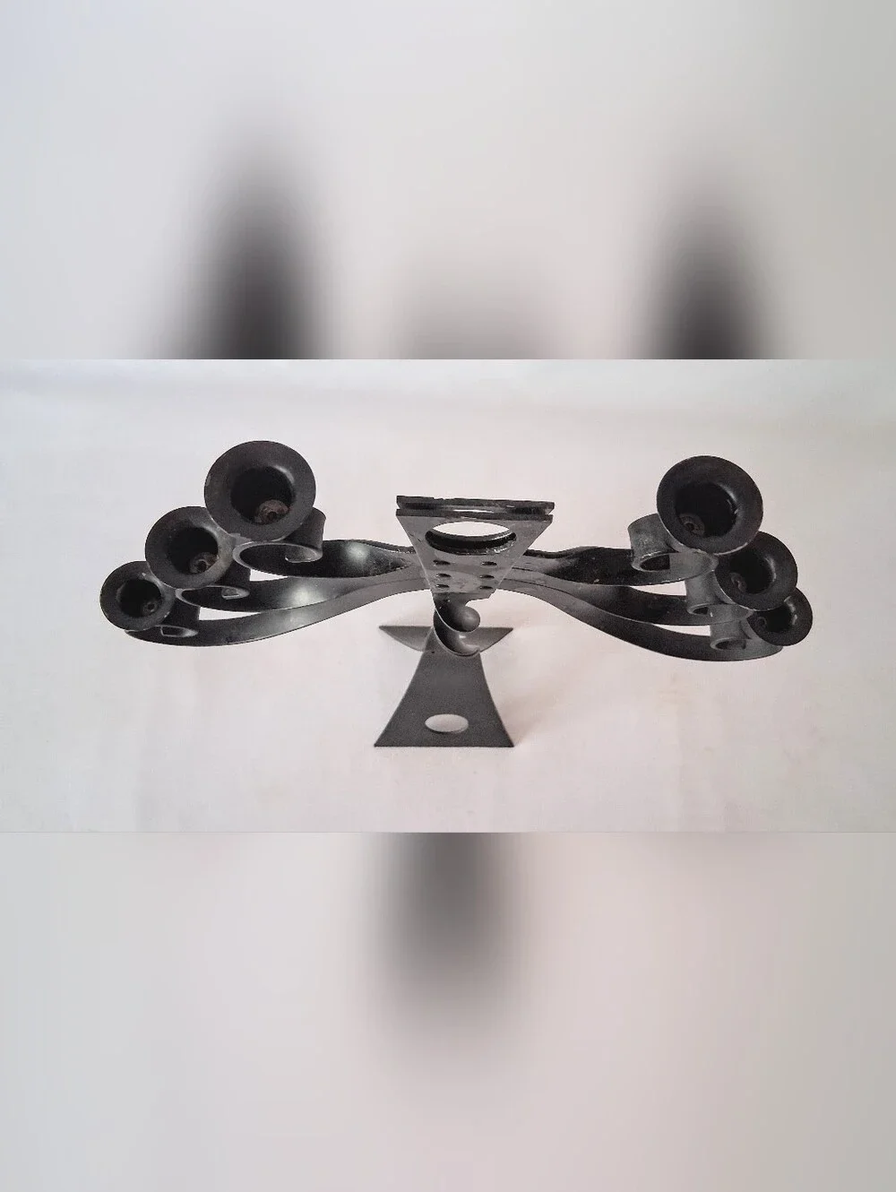 1966 RUBEL Hand Forged Iron Brutalist 6 Candle Holder OOAK Piece